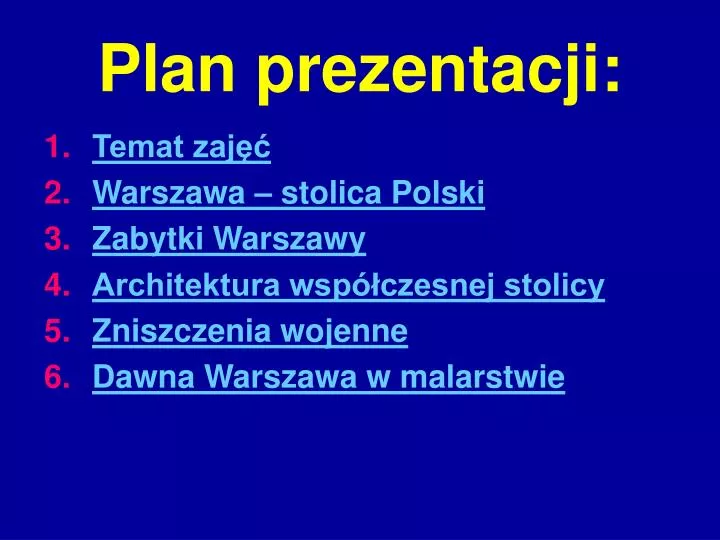 plan prezentacji