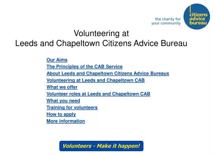 volunteering at leeds and chapeltown citizens advice bureau