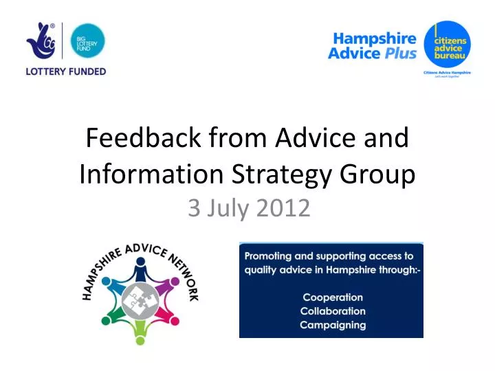 feedback from advice and information strategy group