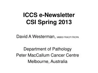 ICCS e-Newsletter CSI Spring 2013