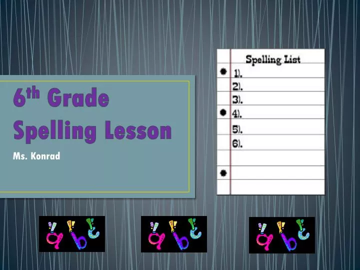 6 th grade spelling lesson