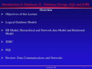 introduction to databases ii database design sql and jdbc