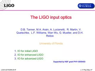 The LIGO input optics