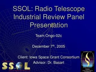 SSOL: Radio Telescope Industrial Review Panel Presentation