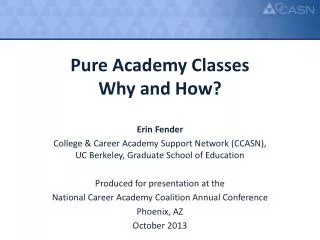 Pure Academy Classes Why and How?