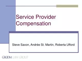 Service Provider Compensation