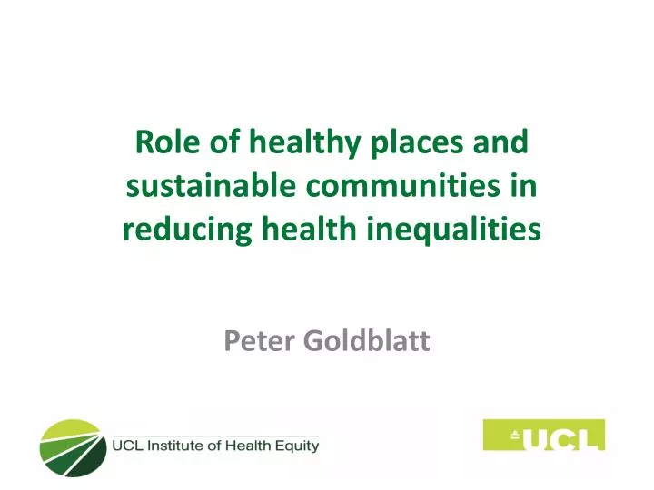 role of healthy places and sustainable communities in reducing health inequalities