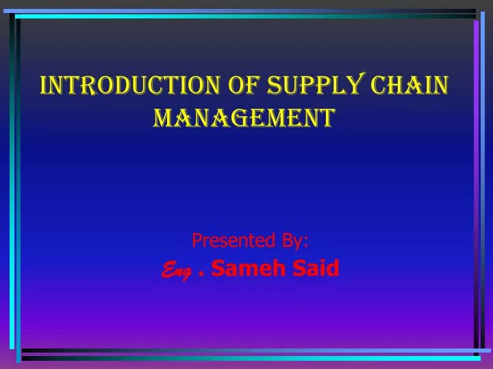introduction of supply chain management