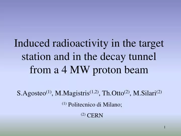 induced radioactivity in the target station and in the decay tunnel from a 4 mw proton beam