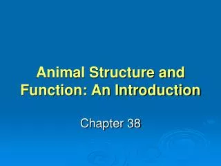 Animal Structure and Function: An Introduction