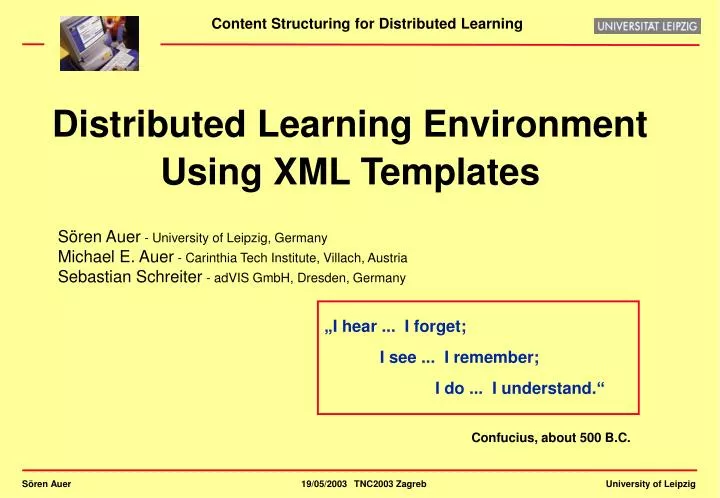 distributed learning environment using xml templates