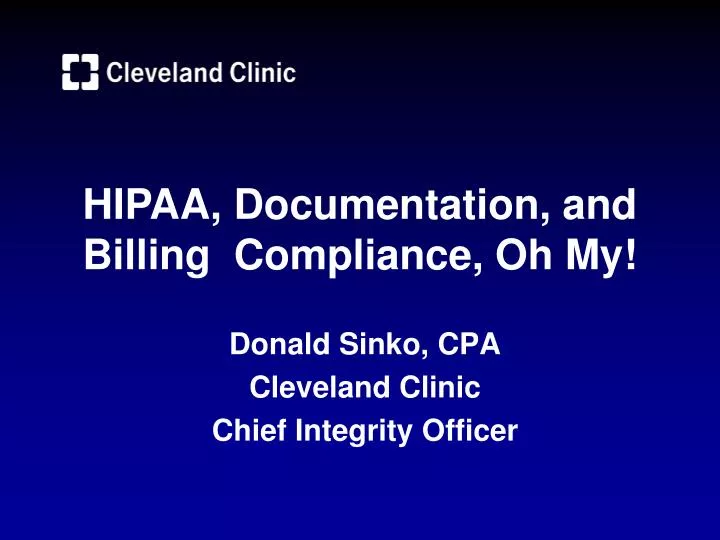 donald sinko cpa cleveland clinic chief integrity officer