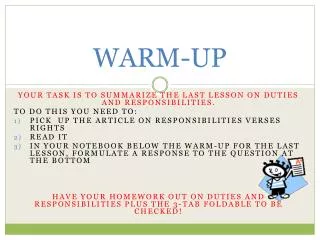 warm up
