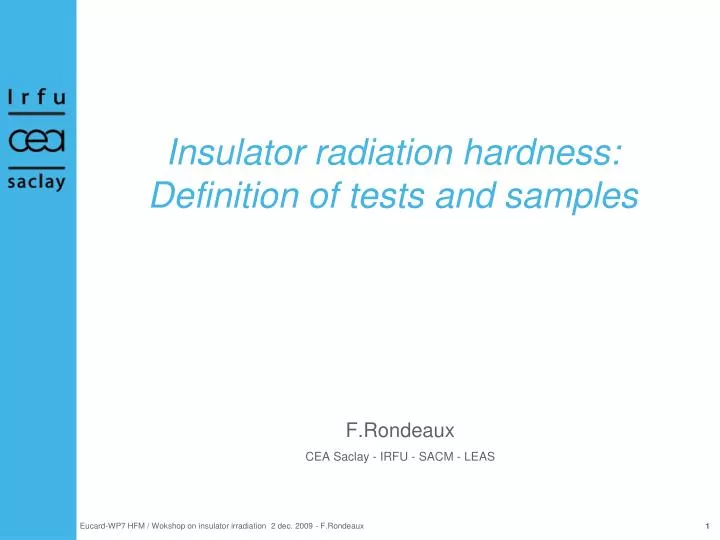 insulator radiation hardness definition of tests and samples