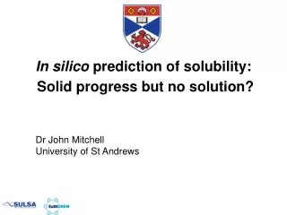 In silico prediction of solubility: Solid progress but no solution?