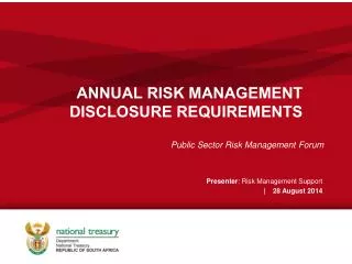 ANNUAL RISK MANAGEMENT DISCLOSURE REQUIREMENTS