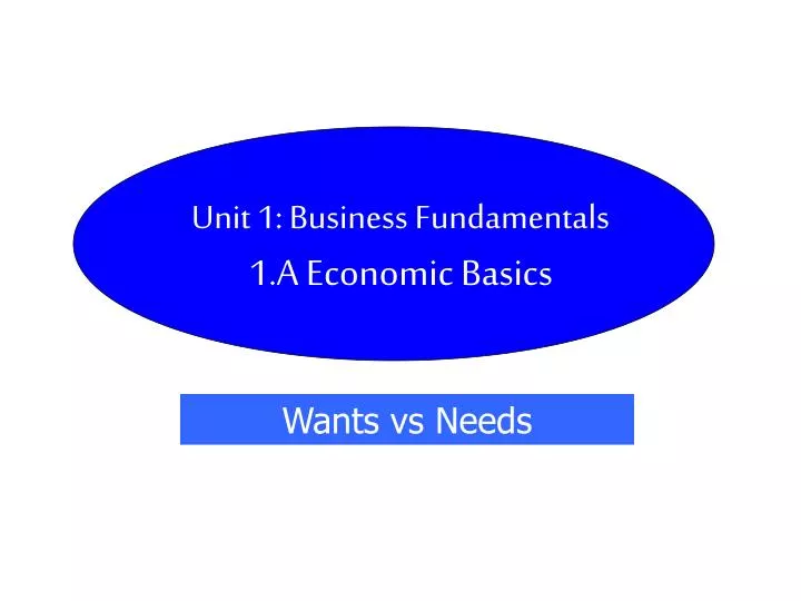 unit 1 business fundamentals 1 a economic basics