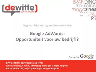 Dag van Marketing en Communicatie Google AdWords: Opportuniteit voor uw bedrijf!?