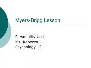 Myers-Brigg Lesson