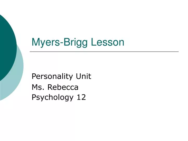 myers brigg lesson