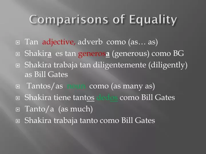 comparisons of equality