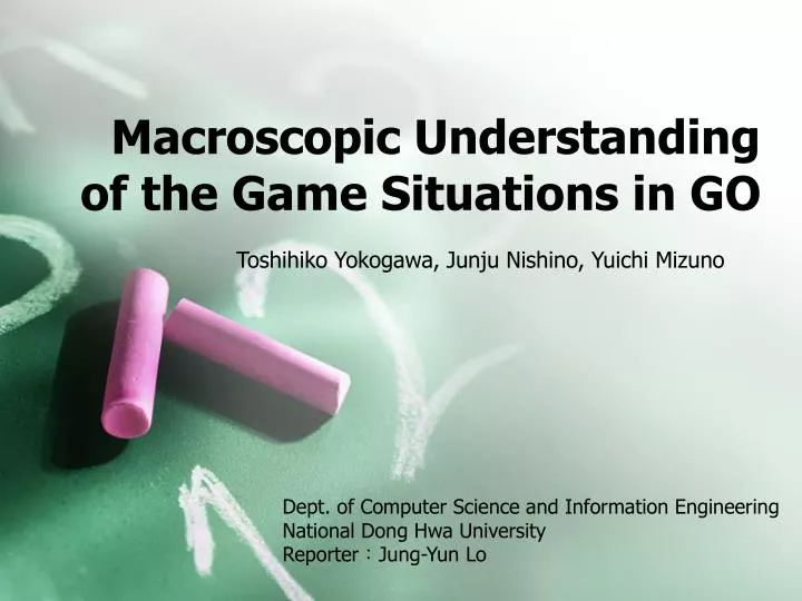 macroscopic understanding of the game situations in go
