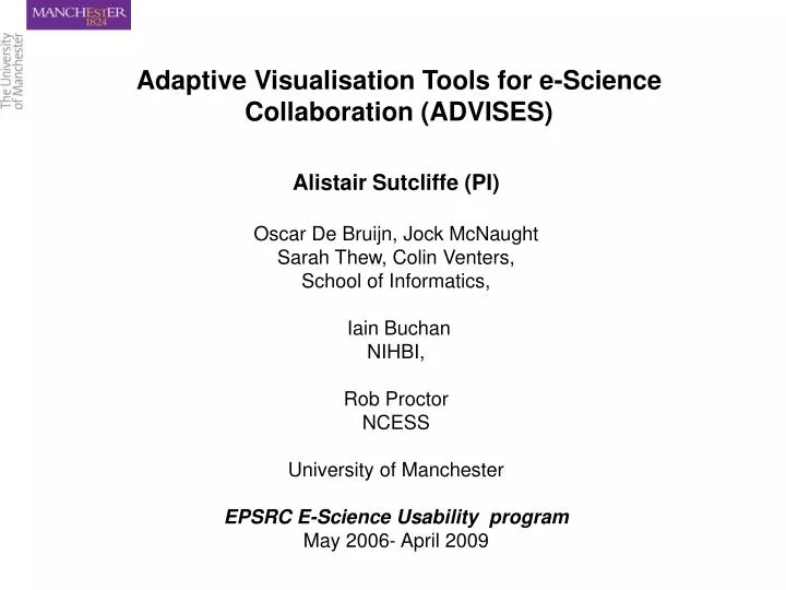 adaptive visualisation tools for e science collaboration advises
