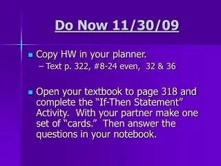 do now 11 30 09