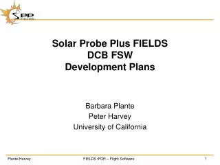 Solar Probe Plus FIELDS DCB FSW Development Plans