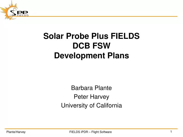 solar probe plus fields dcb fsw development plans