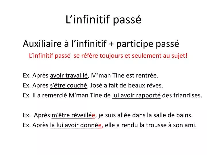 l infinitif pass