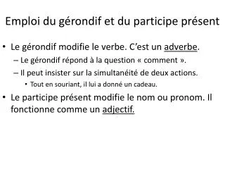 emploi du g rondif et du participe pr sent