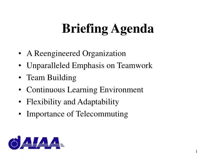briefing agenda