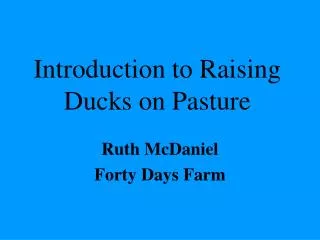 Introduction to Raising Ducks on Pasture