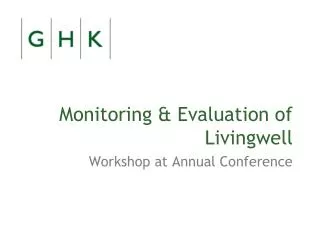 Monitoring &amp; Evaluation of Livingwell