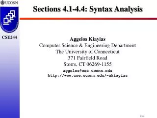Sections 4.1-4.4: Syntax Analysis