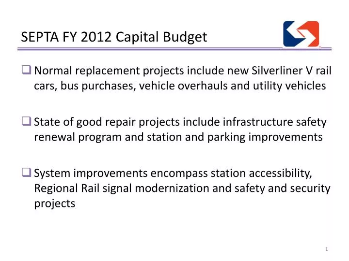 septa fy 2012 capital budget