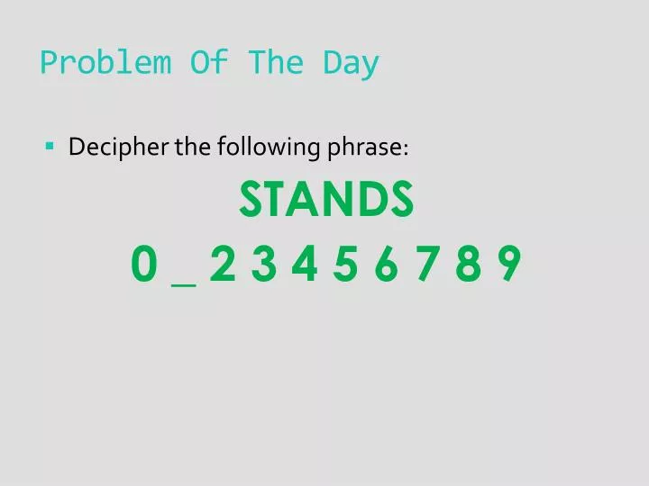 problem of the day