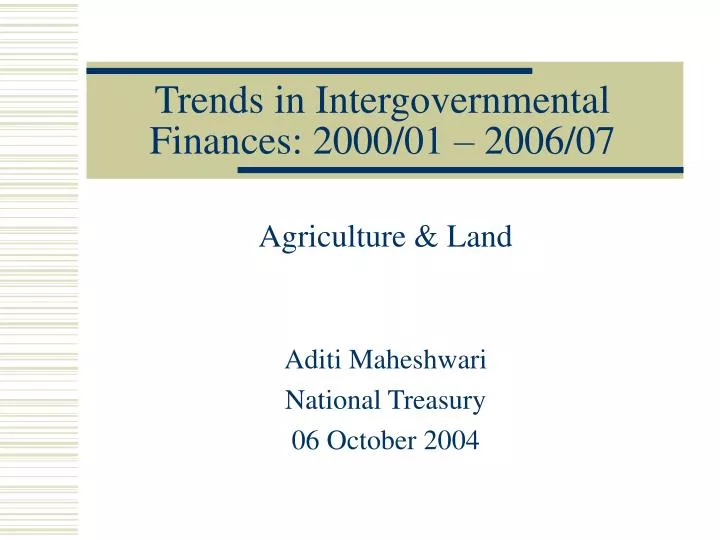 trends in intergovernmental finances 2000 01 2006 07