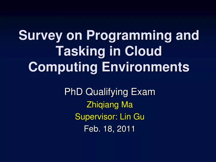 survey on programming and tasking in cloud computing environments
