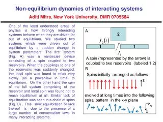 Non-equilibrium dynamics of interacting systems Aditi Mitra, New York University, DMR 0705584