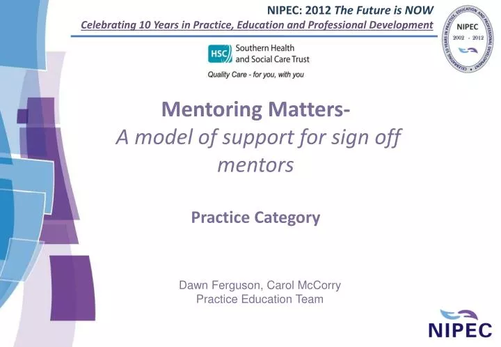 mentoring matters a model of support for sign off mentors