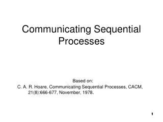 Communicating Sequential Processes