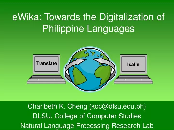 ewika towards the digitalization of philippine languages