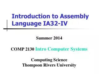 Introduction to Assembly Language IA32-IV