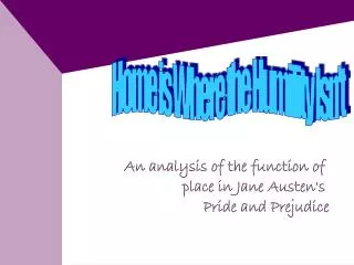 An analysis of the function of place in Jane Austen's Pride and Prejudice