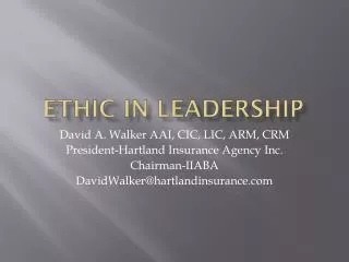 Ethic in Leadership