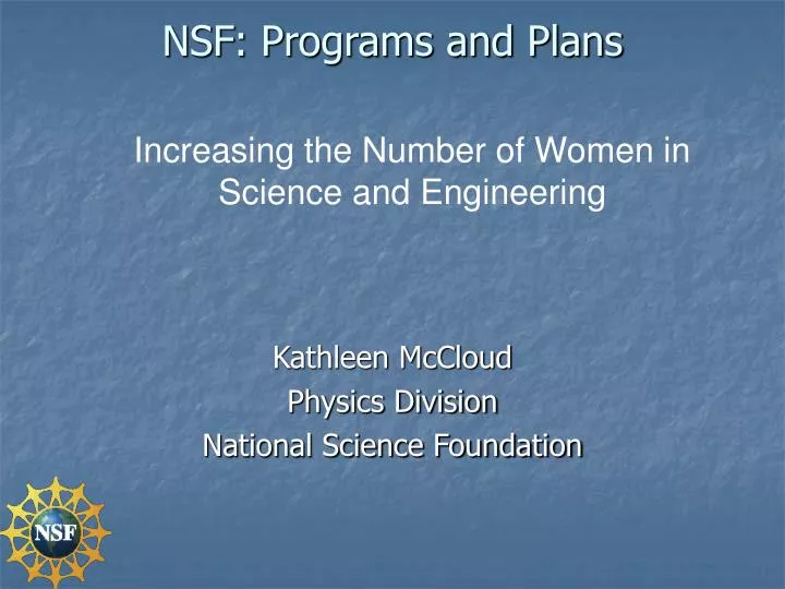 nsf programs and plans