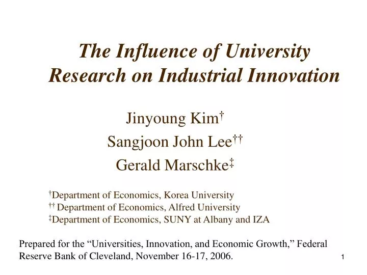 the influence of university research on industrial innovation