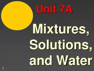 Mixtures, Solutions, and Water